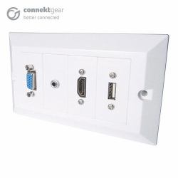 CONNEkT Gear 20-1030 Wandplatte/Schalterabdeckung Weiß (3M AV SNAP-IN MOD CABLE KIT - HDMI/VGA/USB-B/3.5MM + USB-A)