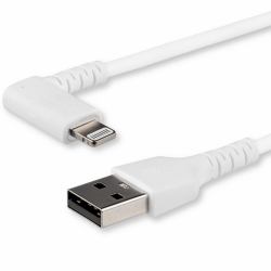 StarTech.com 6ft [2m] Durable USB A to Lightning Cable - White 90° Right Angled Heavy Duty Rugged Aramid Fiber USB Type A to Lightning Charging/Sync Cord - Apple MFi Certified - iPhone (StarTech.c...