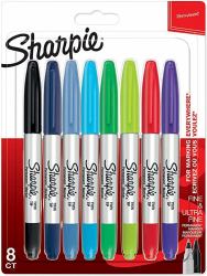 Sharpie 2065409 Permanent-Marker Mehrfarbig 8 Stück[e] (Sharpie Permanent Markers Twin Tip Assorted Colours Pack of 8)