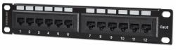 Intellinet 10" 12-Port Cat6 Patchpanel, UTP, 10", 1 HE, schwarz (CAT6 PATCH PANEL 10IN 12-PORT- - UTP 1U UNSHIELDED)