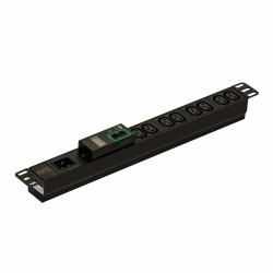APC Easy Rack PDU, Metered, 1HE, 1-phasig, 3.7kW, 230V, 16A, 8 C13 Ausgänge, IEC60320 C20 Eingang (Easy PDU Metered 1U 16A 230V [8]C13)