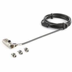 StarTech.com 3-in-1-Universal Laptopschloss mit 2m Kabel - 4-stelliges Kombination Sicherheitskabelschloss - Kompatibel mit K-Steckplatz, Nano- und Keilsteckplatz - Diebstahlsicheres Stahlkabel (2M...