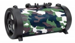 Manhattan Camouflage Bluetooth Speaker, Decent Sound Output [3W], 3 hour Playback time, FM Radio, Range 10m, microSD card reader [32GB], Aux 3.5mm connector, USB-A charging cable included, 1200mAH ...