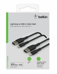 Belkin CAA001BT1MBK2PK Lightning-Kabel 1 m Schwarz (BOOST CHARGE USB-A TO LIGHTNING - CABLE PVC 1M [2 PK] BLACK)