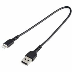 StarTech.com 30cm strapazierfähiges schwarzes USB-A auf Lightning-Kabel - Hochbelastbare, robuste Aramidfaser - USB Typ-A auf Lightningkabel - Lade-/Synchronisationskabel - Apple MFi-zertifiziert ...