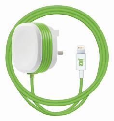 Juice JUI-MAINS-LIGHT-20W-ECO Ladegerät für Mobilgeräte Kopfhörer, Smartphone, Tablets Blau AC Schnellladung Drinnen (MAINS UK TO LIGHTNING - 20W CHARGER GREEN)
