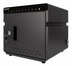Manhattan 10-Port Ladeschrank 180 W, 10 USB-C PD-Ports, geräumige Fächer für Handys und Tablets, 180 W gesamt, bis zu 3 A/18 W pro Port, abschließbar, Überspannungsschutz, leiser Lüfter, Meta...
