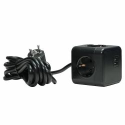 Microconnect GRUCUBE2USB-B3 Verlängerungskabel 3 m 3 AC-Ausgänge Drinnen Schwarz (Power Cube Duo USB & Power, 3m - Warranty: 24M)