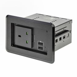 StarTech.com KITBZPOWUK AV-Konferenzbrücke Schwarz (SINGLE TABLE OUTLET BOX-2X USB - CHARGING PORTS)