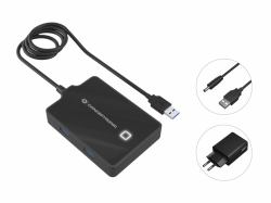 Conceptronic HUBBIES 4-Port-USB-3.0-Hub mit Netzteil, 90cm Kabel 