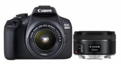 Canon EOS 2000D + EF-S 18-55 IS II + EF 50mm 1/2" SLR-Kameragehäuse 24,1 MP CMOS 6000 x 4000 Pixel Schwarz (CAMERA EOS 2000D 18-55IS+50MM - 1.8S - Warranty: 12M)