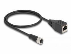 DeLOCK 60066 Netzwerkkabel Schwarz 0,5 m Cat5e S/FTP [S-STP] (Delock - Netzwerkkabel - M12 [4-polig] [W] zu RJ-45 [W] - 50 cm - 5 mm - S/FTP - CAT 5e - IP67 - Schwarz)