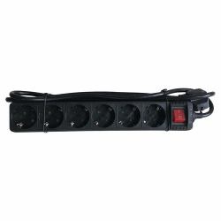 SOCKET STRIP 6S PVC 1.5M BK ECO - 16A/3680W