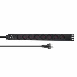 Lanview LVR-2MDK-LIC-DK8 power distribution unit [PDU] 8 AC outlet[s] 1U Black (19" rack mount power strip, - 1U, 13A with 8 x danish type - K socket and 2m cable with type K plug - Warranty: 60M)