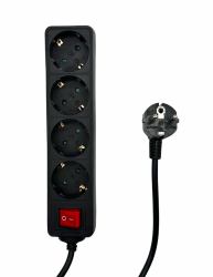 Microconnect MC-GRU0045BS Verlängerungskabel 5 m 4 AC-Ausgänge Drinnen Schwarz (4-way Schuko Socket on/off - switch 5M Black - Warranty: 300M)