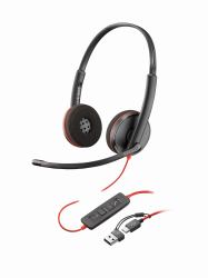 HP Poly Blackwire 3220 USB-C Stereo-Headset + USB-C/A-Adapter 