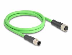 DeLOCK 80406 Netzwerkkabel Grün 1 m SF/UTP [S-FTP] (Delock M12 Kabel D-kodiert 4 Pin Stecker zu Buchse PUR [TPU] 1 m)