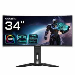 GIGABYTE OLED WQHD Curved Gaming Monitor MO34WQC2 - 34 Zoll, 3440 x 1440, 240Hz, 0,03ms, KVM, 250...