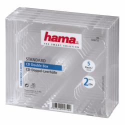 Hama CD Double Jewel Case, Pack 5 2 Disks Transparent (CD DOUBLE JEWEL CASE PACK OF 5)