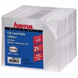 Hama CD Slim Box, 25 pcs./pack 1 Disks Transparent (SLIM CD JEWEL CASE 25 PACK CLEAR)