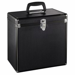 Hama 00181436 Tasche für Speichermedien Aktenkoffer mit Mikrorillen Schwarz (50 LP CASE ALUMINIUM LOOK BLACK)