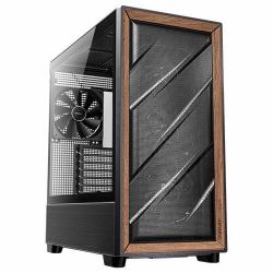 Antec 0-761345-10133-2 Computer-Gehäuse Midi Tower Schwarz, Holz (Antec FLUX Mid Tower Gaming Case, 1 x USB Type-C / 2 x USB 3.0, Tempered Glass Side Window Panel, Multi-directional Vent Design, W...
