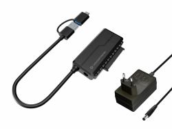 Conceptronic ABBY21B USB 3.0 SATA-Adapter mit Netzteil, 2,5"/3,5" SATA HDD/SSD, 2-in-1 USB C/A-Ka...