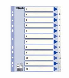Esselte 100136 Tab-Register Numerischer Registerindex Polypropylen [PP] Blau, Weiß (Esselte register PP A4 1-12 hvid)