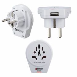 Hama World to Europe USB power plug adapter Universal White (Hama Reiseadapter World to Europe USB,)