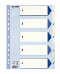 Esselte 100132 Tab-Register Numerischer Registerindex Polypropylen [PP] Blau, Weiß (Register Non-Stop A4 1-5 White)