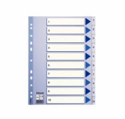 Esselte 100135 Tab-Register Numerischer Registerindex Polypropylen [PP] Blau, Weiß (Register Non-Stop A4 1-10 Wht)