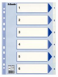 Esselte 100133 Tab-Register Numerischer Registerindex Polypropylen [PP] Blau, Weiß (Register Non-Stop A4 1-6 White)