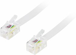 Deltaco DEL-158 telephone cable 10 m White (Deltaco telefonkabel - 10m RJ-10 - han)