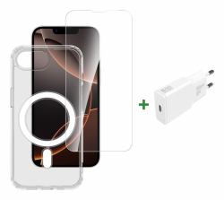 4smarts 541359 Handy-Starterset Transparent, Weiß (3IN1 PREMIUM STARTER SET - APPLE IPHONE 16E MAGSAFE)
