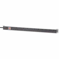 Intellinet 715614 Stromverteilereinheit [PDU] 12 AC-Ausgänge 1U Schwarz, Weiß (19IN PDU 1U 12-WAY UK AC - VERTICAL OVERLOAD PROTECTION)