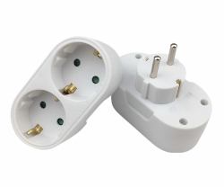 Microconnect PESCHPLUG2 Netzstecker-Adapter Typ F Weiß (Schuko power splitter, with 2 - ways, White - Warranty: 300M)