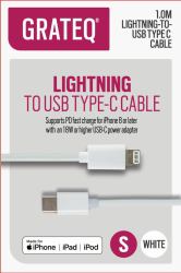 grateq 85008PD Lightning-Kabel 1 m Weiß 