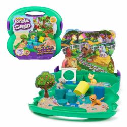 Kinetic Sand Hunde Park Koffer - mit 680 g Sand, 3 Hunden, 2 Sandwerkzeugen und Zubehör, ab 3 Jahren (Spin Master Kinetic Sand - Diggin Dog)