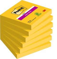 3M 7100174970 Klebezettel Quadratisch Gelb 90 Blätter Selbstklebend (Post-itÂ® Super Sticky Notes Ultra Colours 76 mm x 76 mm 90 Sheets/Pad 6 Pads/Pack 100% PEFC SGSCH-PEFC-COC-110078)