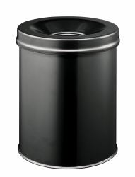 Durable Metal Waste Bin 30L Black