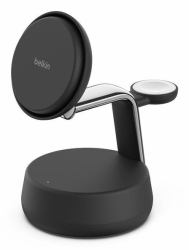 Belkin WIZ040MYCH Ladegerät für Mobilgeräte Kopfhörer, Smartphone Schwarz, Chrom USB Kabelloses Aufladen Schnellladung Drinnen (PRO 25W QI2 3IN1 MAG CHARGE CHARCOAL)