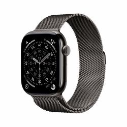 Apple Watch Series 11 OLED 46 mm Digital 416 x 496 Pixel Touchscreen 5G Titan WLAN GPS (Apple Watch Series 11 [GPS + Cellular] - 46 mm - slate titanium - smart watch with milanese loop - stainless ...