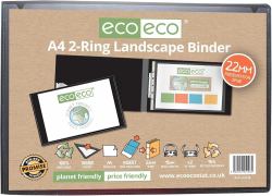 eco eco A4 Black 95% Recycled 2-O Ring Landscape Binder [1]