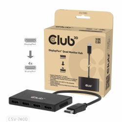 CLUB3D Quad DisplayPort™ Hub – 4 x 4K Resolution @ 30Hz, MST Support (Quad Displayport Hub 4 X 4K - Resolution 30Hz, Mst Support - Warranty: 12M)