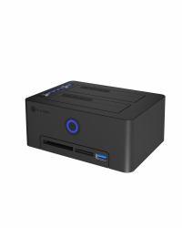 ICY BOX IB-1233CL-CR, HDD Docking & Klonstation mit Kartenlesern CF + SD und USB Hub, USB 3.2 Gen1 [5 Gbit/s] (Usb 3.2 Gen 1 [3.1 Gen 1] - Type-A Black - Warranty: 12M)