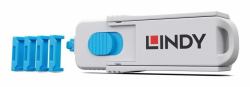 Lindy 40320 Schnittstellenblockierung Schnittstellenblockierung + Schlüssel HDMI Blau, Grau Acrylnitril-Butadien-Styrol [ABS] 1 Stück[e] (40320 HDMI Port Blocker Key - - Pack of 4 Blockers, Blue ...