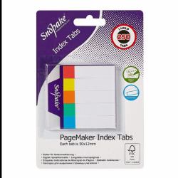 Snopake FSC Index Tab PageMarker Assorted 250 tabs- 12 B/Cards