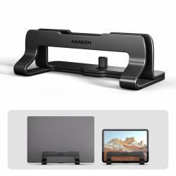 Axagon STND-VB Aluminiumständer für die vertikale Platzierung von Laptops mit einer Größe von 10"–17.3". Einstellbare Schlitzbreite 9.5–25.5 mm. Schwarze Version. (*STND-VB ALU vertical AL ...