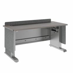 Middle Atlantic Products Forum™ Lectern, 60" Wide, Electrically Height Adjustable, Wilsonart® Asian Night, Graphite Powdercoat, Charcoal Gray Felt with Schuko Power (FM LECTERN 6027 HTADJ A3 GR EU)