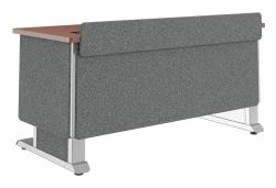 Middle Atlantic Products Forum™ Lectern, 60" Wide, Electrically Height Adjustable, Wilsonart® Biltmore Cherry, Magnesium Powdercoat, Charcoal Gray Felt with Schuko Power (FM LECTERN 6027 HTADJ E...